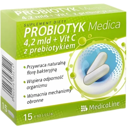 Medica - Probiotyk 4,2 mld + VitC z prebiotykiem - 15 kapsułek